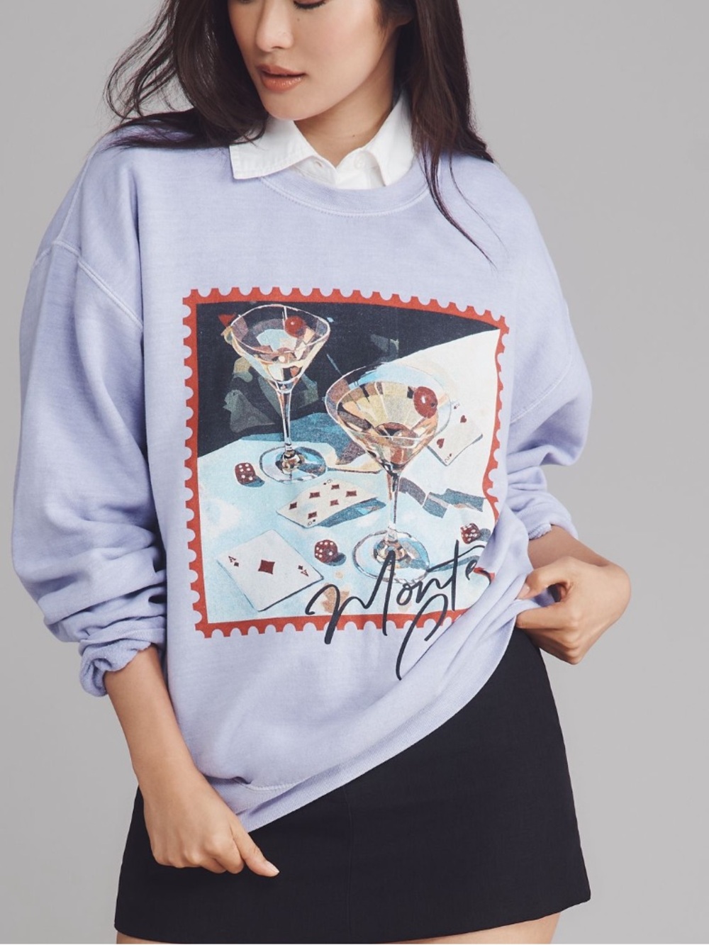 Anthropologie Game Night
Graphic Sweatshirt Size small NWT Lavender stamp